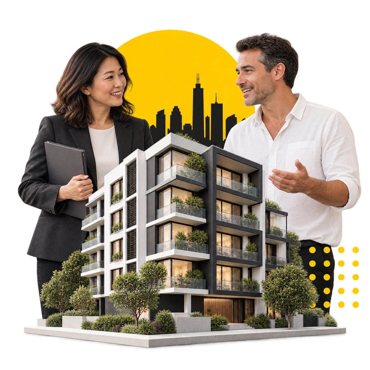 Illustrative collage of apartment living and people-focused strata management